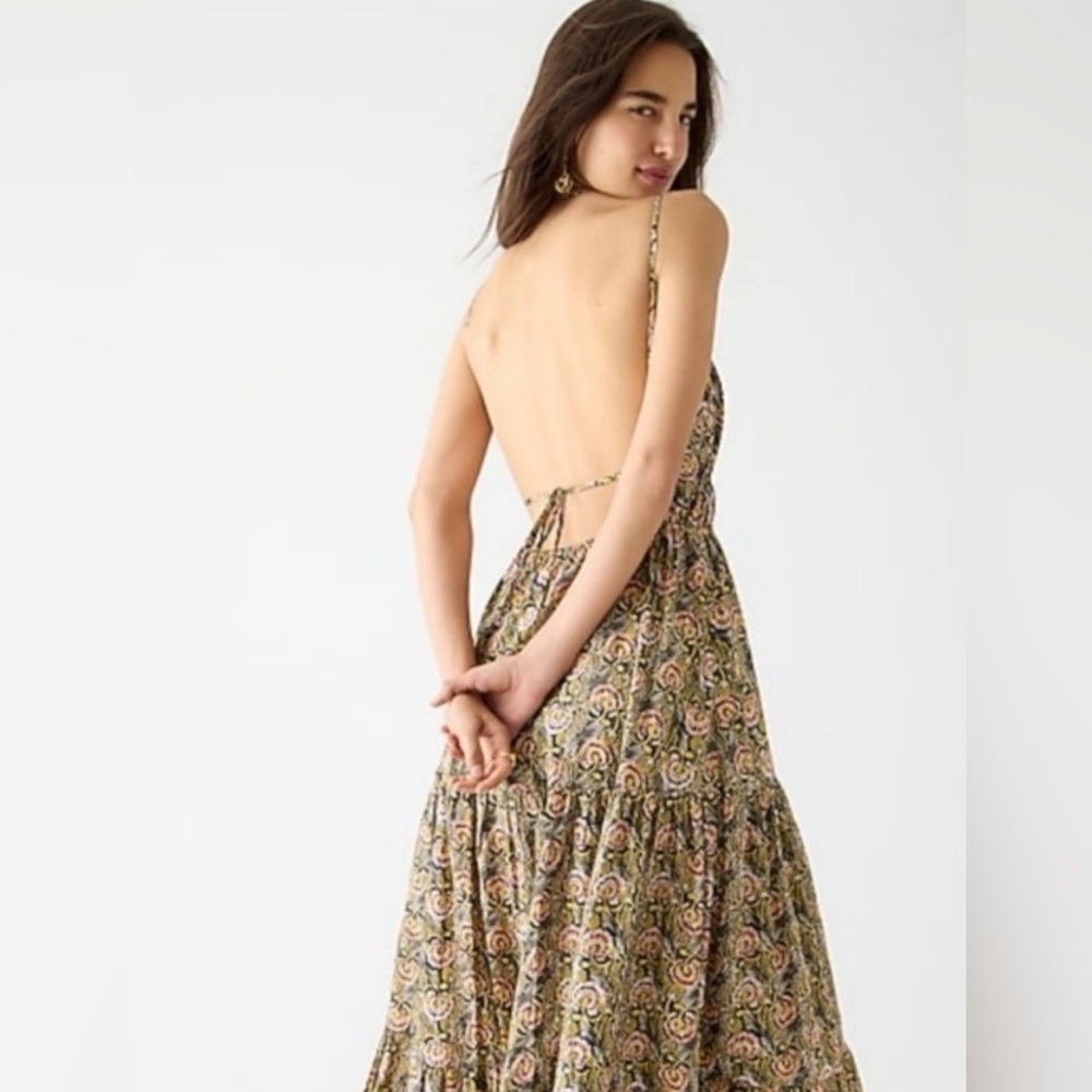 J.Crew NWT Oahu V-neck tiered‎ dress in dandelion swirl Size XS - Picture 3 of 10